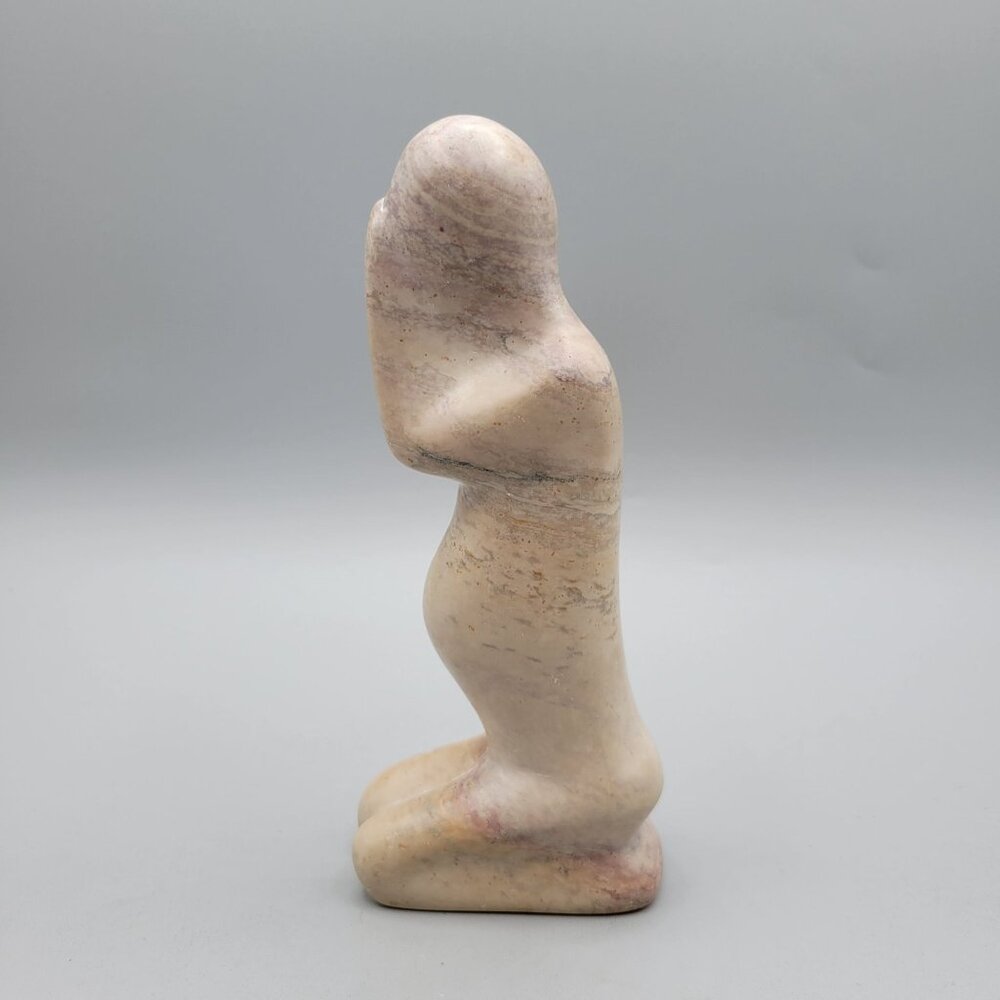 Abstract Kneeling Figurine Soap Stone Praying Pregnant Woman Fertility Symbol